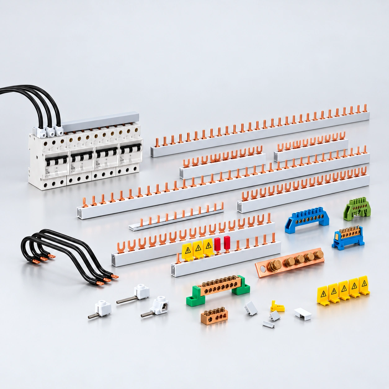 YOCL pin and fork comb busbar collection with distribution accessories