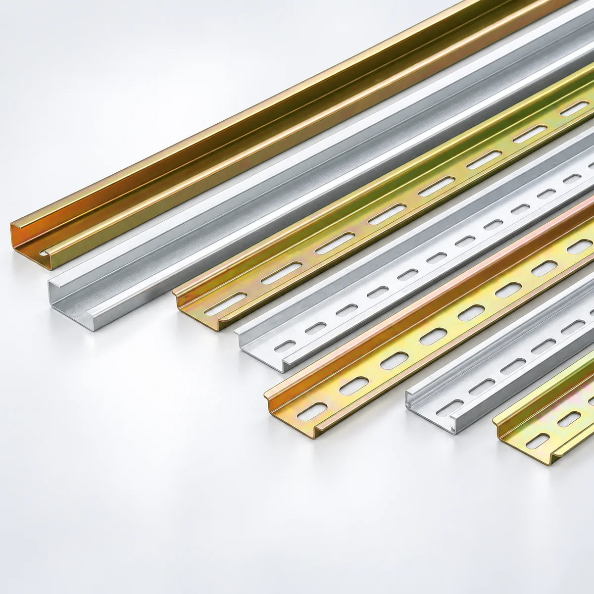 DIN rail mounting profiles for electrical panels