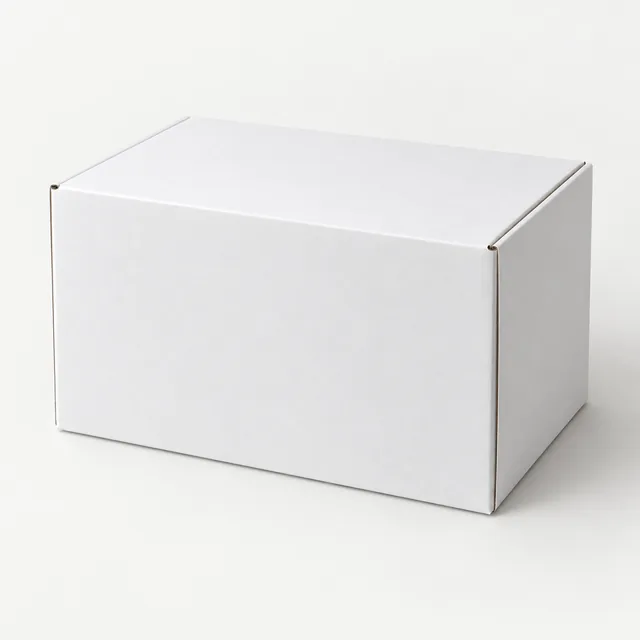 Plain white product packaging before customization