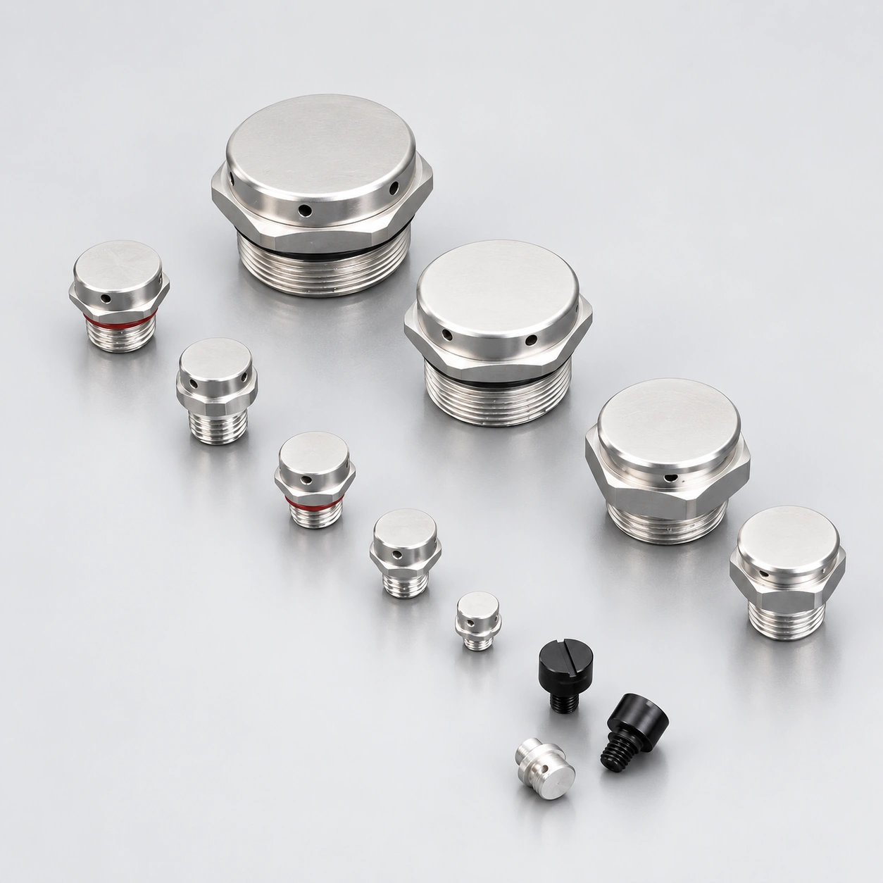 Aluminum breather vent plug collection