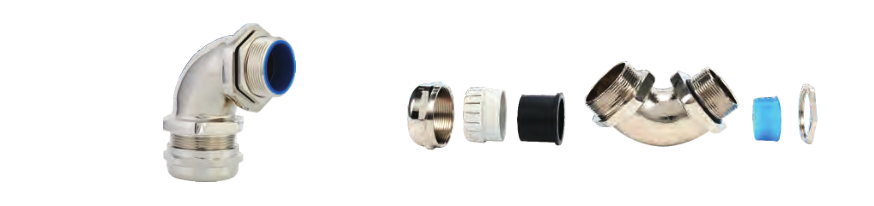 90 Degree Elbow Metal Cable Gland dimension drawing