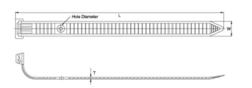 ACTT Air Conditioner Tube Ties dimension drawing