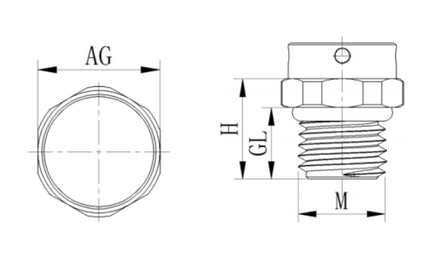 Aluminum Alloy Waterproof Breathable Vent Valves dimension drawing