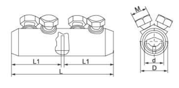 AMB Series Aluminum Alloy Shear Bolted Connecting Tube dimension drawing