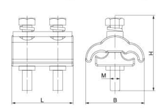 APG Series Aluminium Parallel Groove Clamp dimension drawing