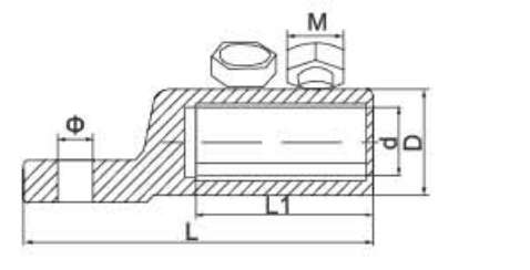 BLMT Series Aluminum Alloy Shear Bolted Connecting Terminal dimension drawing