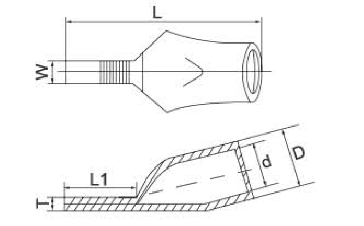 C45 Series Copper Pin Terminal dimension drawing