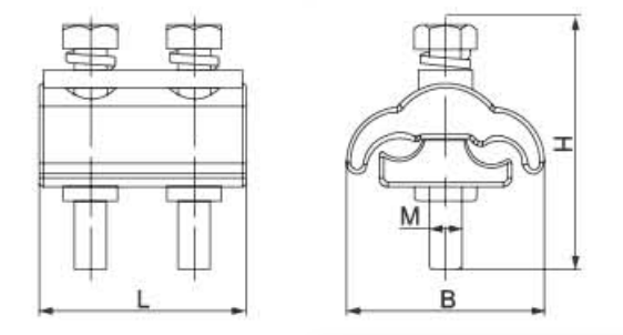 CAPG Series Copper-Aluminum Parallel Groove Clamp dimension drawing