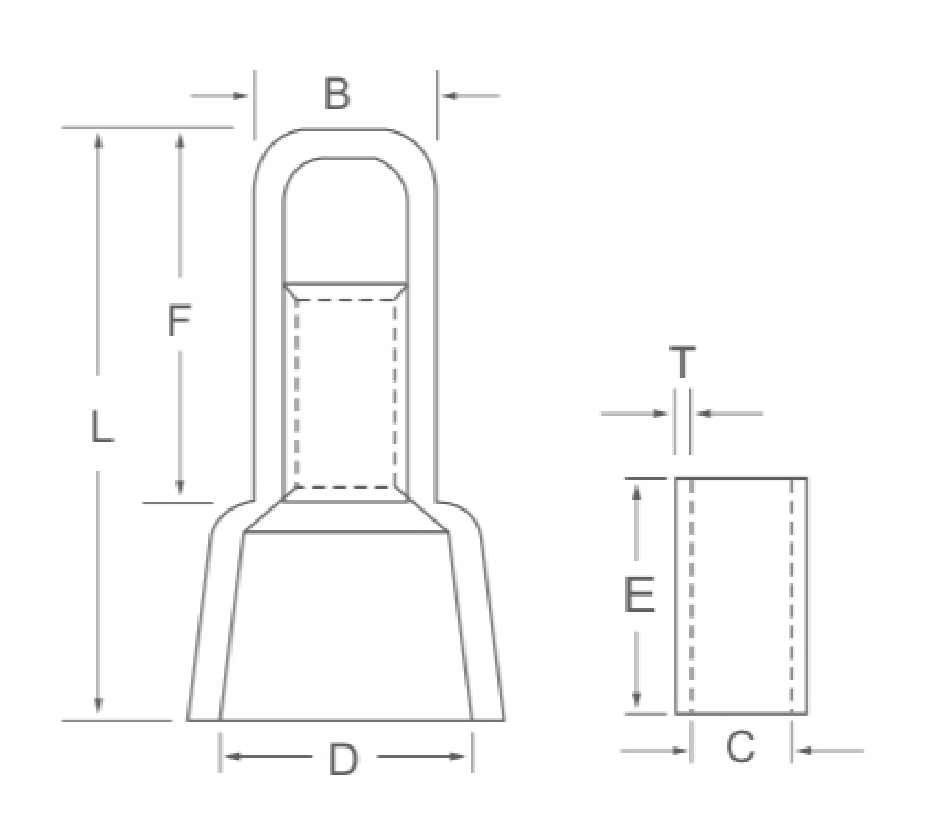 CE Series Closed-End Connectors dimension drawing