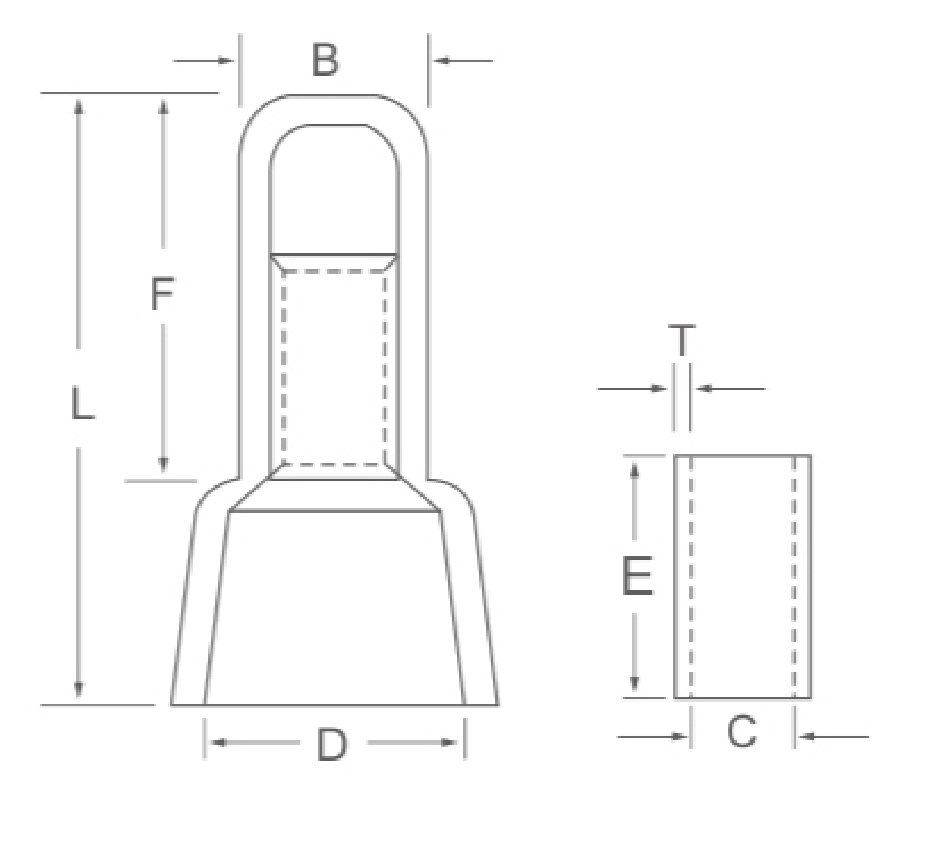 CEF Series Closed-End Connectors dimension drawing