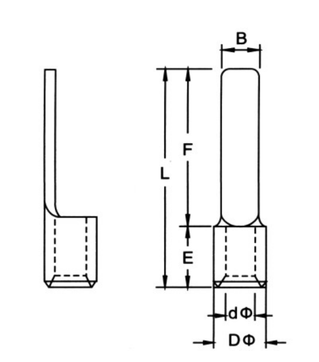 DBN Non-Insulated Blade Terminals dimension drawing
