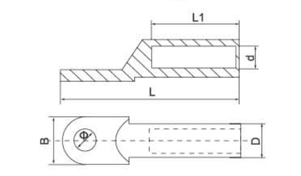 DL Aluminium Cable Lugs dimension drawing