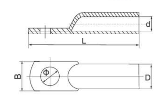 DT(G) Copper Cable Lugs dimension drawing