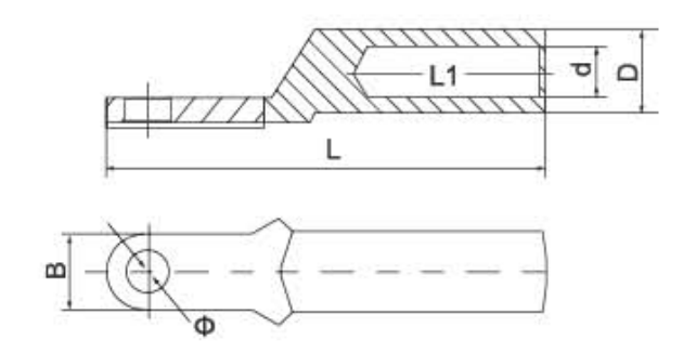 DT-Z Series Small Head Copper Connecting Terminal dimension drawing