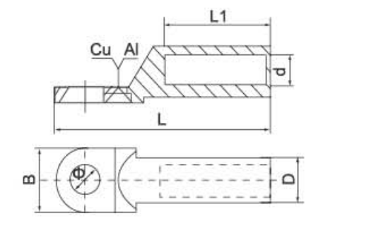 DTL-1 Series Copper-Aluminium Connecting Terminal dimension drawing