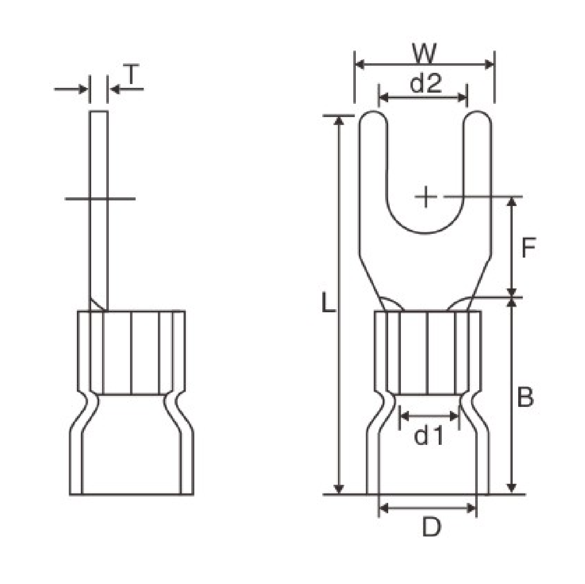 Easy Entry Insulated Spade Terminal dimension drawing