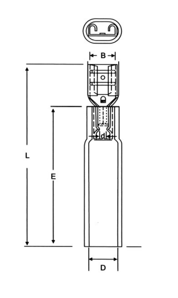 FDH Heat Shrinkable Female Terminals dimension drawing