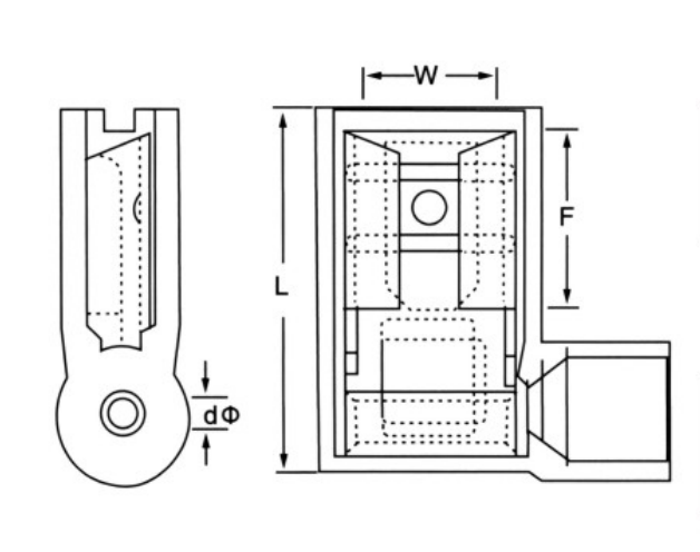 FLDNY Nylon Flag Female Terminals dimension drawing