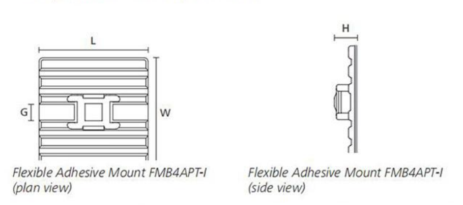 FMB Flexible Adhesive Cable Tie Mounts dimension drawing