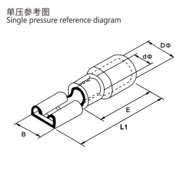 FNY / FDNYD Nylon Female Terminals dimension drawing