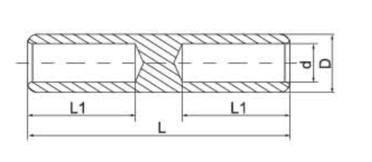 GT-2 Oil-Blocking Copper Connecting Sleeves dimension drawing