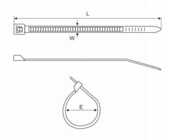 GT Series Nylon Cable Ties dimension drawing