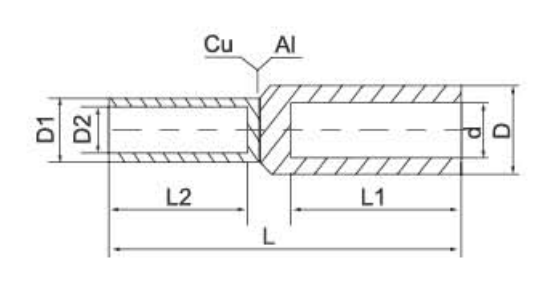 GTL Series Copper-Aluminium Connecting Tube dimension drawing