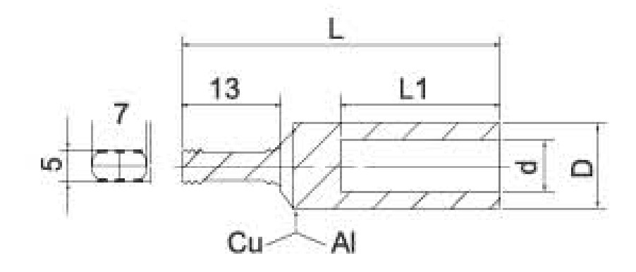 GTLC Series Copper-Aluminium Pin Terminal dimension drawing