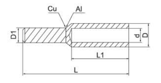 GTLZ Series Copper - Aluminum Pin terminal dimension drawing