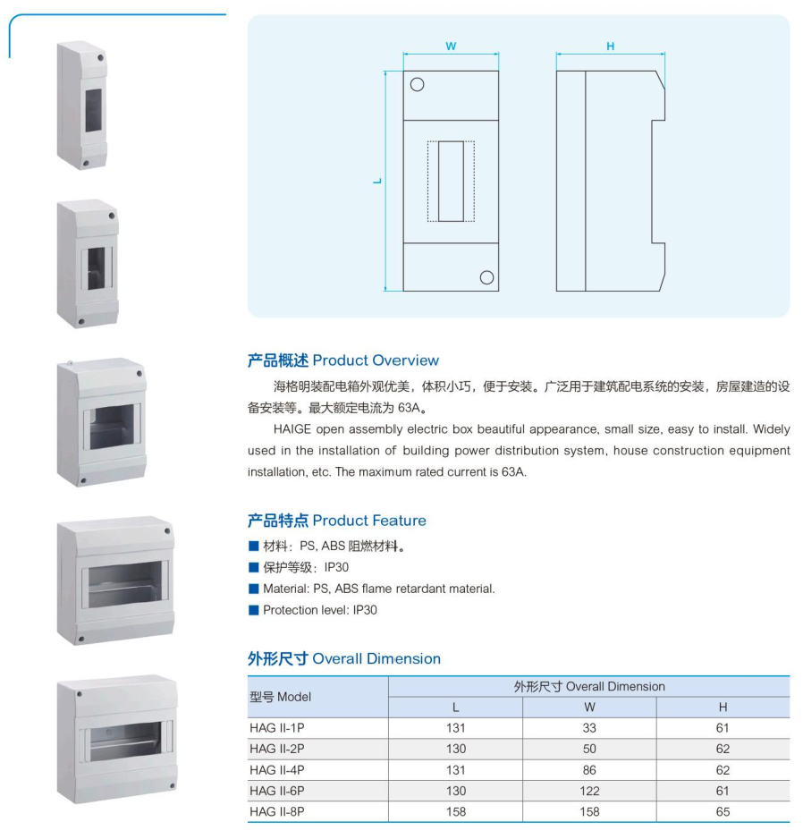 HAG II Surface-Mount Distribution Box Series dimension drawing