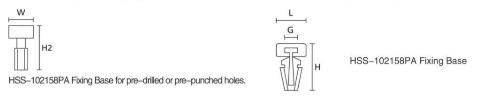 HSS-102158PA Arrowhead Fixing Base dimension drawing