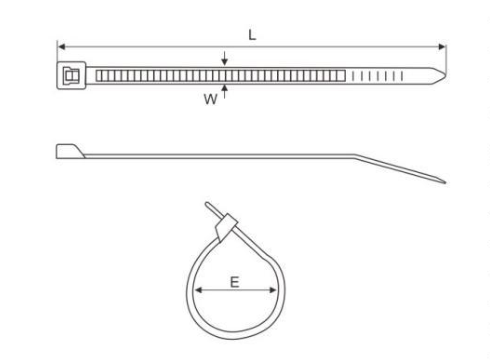 HSS Nylon Cable Ties dimension drawing