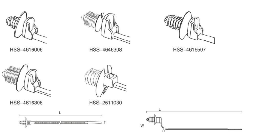 HSS One Piece Fir Tree Disc Cable Ties dimension drawing