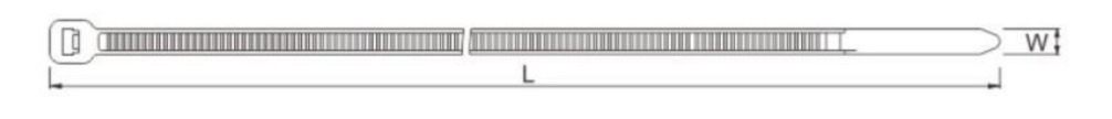 HSS-TF Tefzel Cable Ties dimension drawing