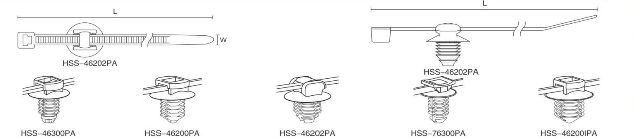 HSS Two Piece Fir Tree Disc Cable Ties dimension drawing