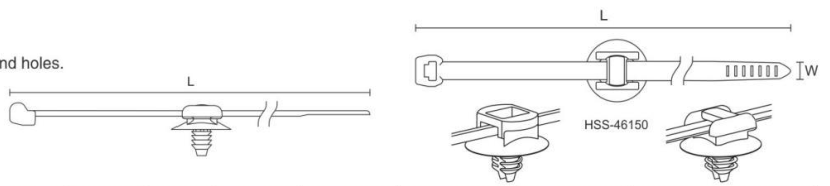HSS Two Piece Fir Tree Disc Cable Ties dimension drawing