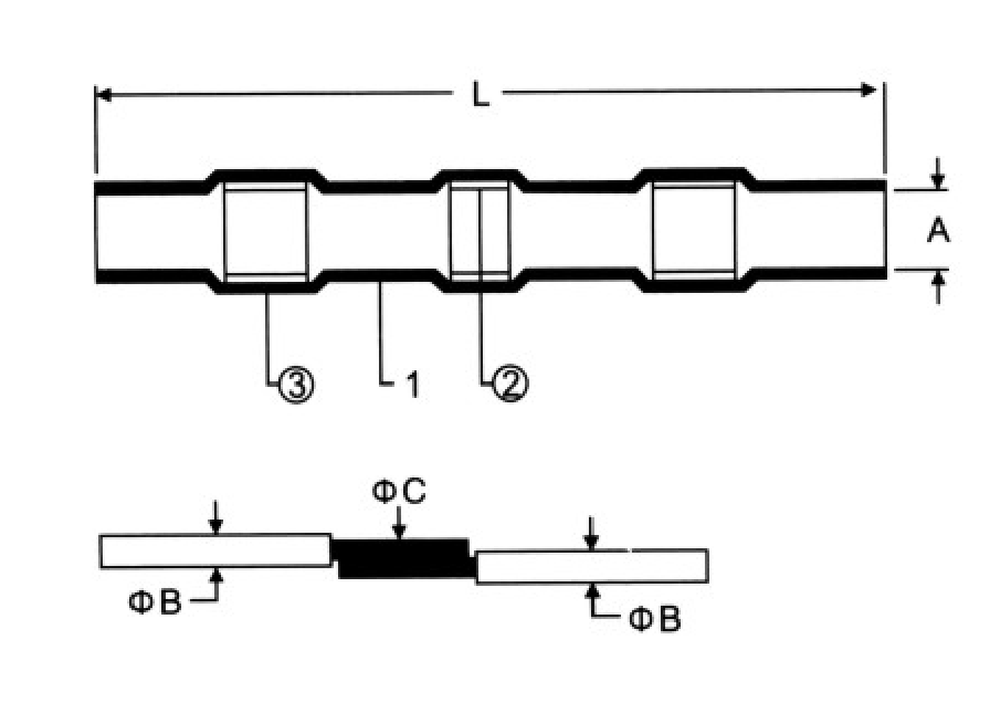 HXT Solder Seal Wire Splices dimension drawing