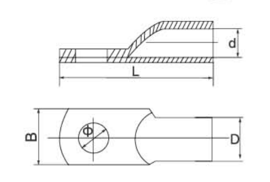 JG Copper Cable Lugs dimension drawing