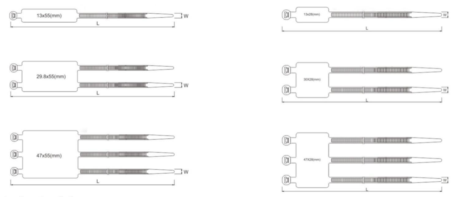 Long Flag Marker Cable Ties dimension drawing