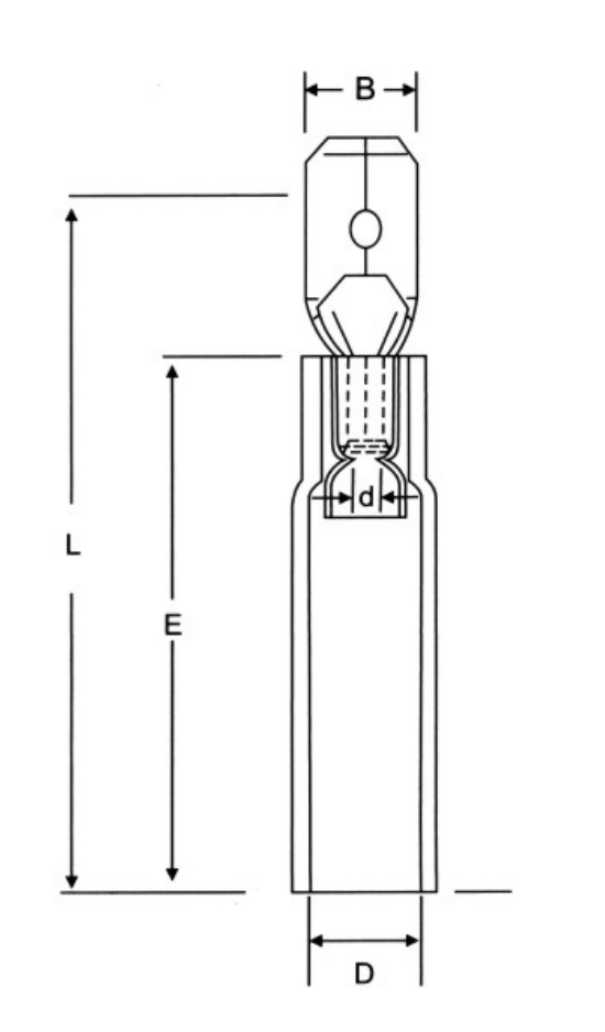MDH Heat Shrinkable Male Terminals dimension drawing
