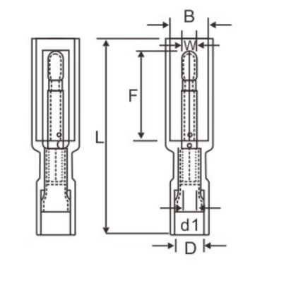 MPFNYD Nylon Insulated Double Crimp Connector dimension drawing