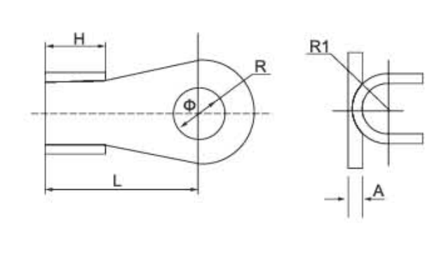 OT Series Copper Passing Through Terminal dimension drawing