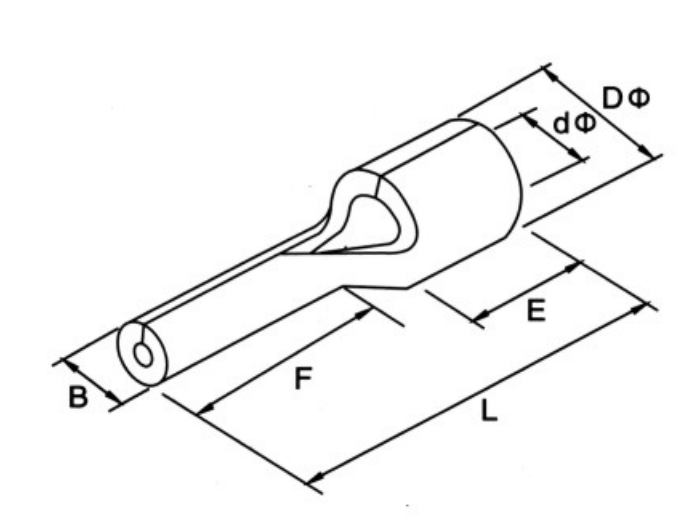 PTN Non-Insulated Pin Terminals (TZ Type) dimension drawing