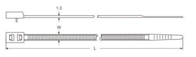 RDCV Double Head Cable Ties dimension drawing
