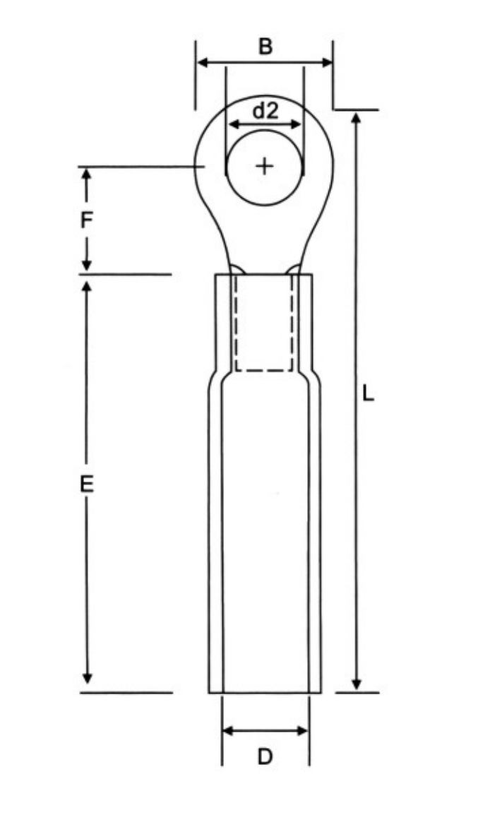 RHB Heat Shrinkable Ring Terminals dimension drawing