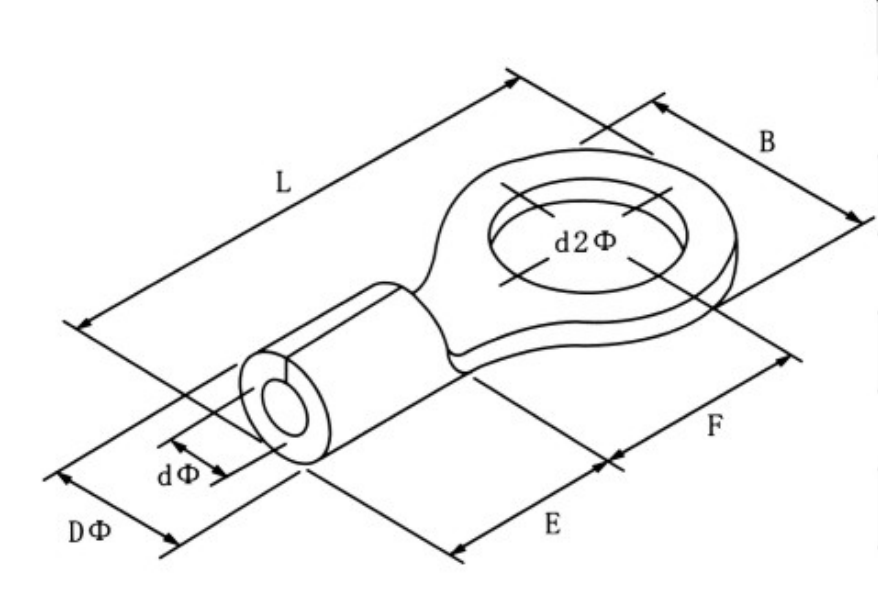 RNB Non-Insulated Ring Terminals (TO Type) dimension drawing