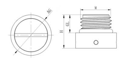 Round Slotted Stainless Steel Vent Plug dimension drawing