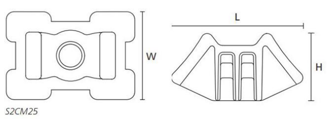 S2CM25 / S2HM25 Two Way Saddle Mounts dimension drawing