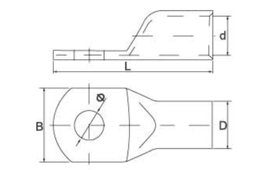 SC(JGA) Copper Cable Lugs dimension drawing
