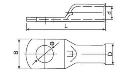 SC(JGB) Bell Mouth Copper Cable Lugs dimension drawing